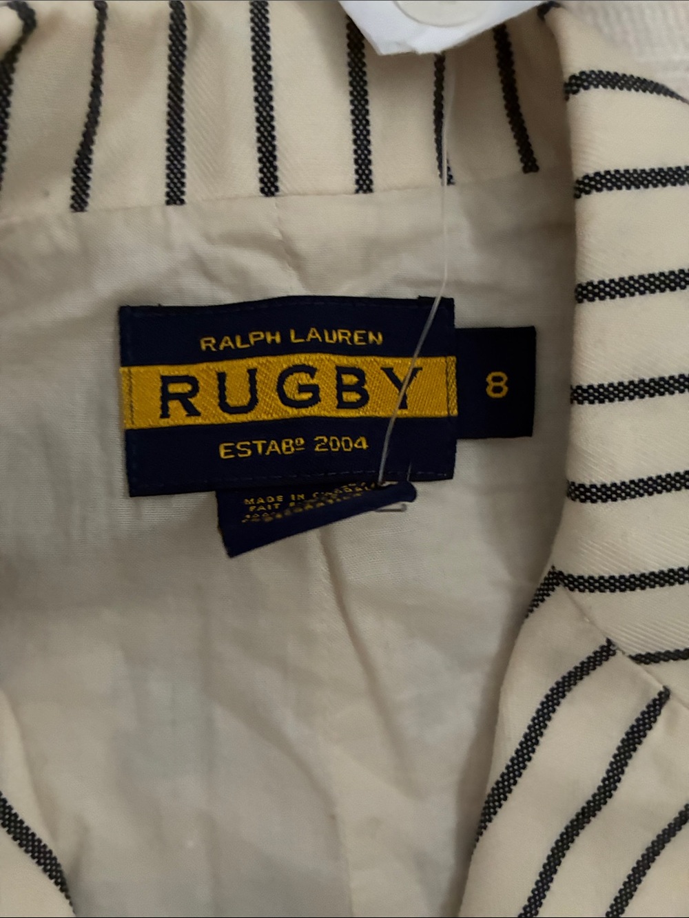 Ralph Lauren Rugby Cream Shirt with Navy Stripes Vintage Vest NWT 2004 - Picture 3 of 4